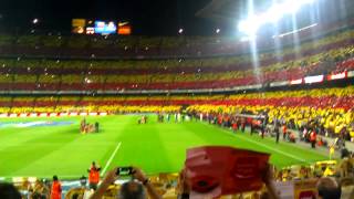 The Catalan mosaic on Camp Nou during quotEl Clásicoquot and anthem [upl. by Nimocks]