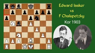 Raja gambit opening EdLasker vs F chalupetzky kor 1903 chesscom mastercatur chess [upl. by Ekram]