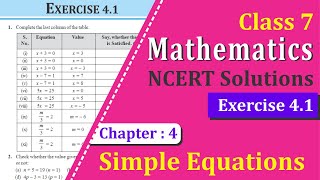 NCERT Solutions for Class 7 Maths Chapter 4 Exercise 41 [upl. by Adnofal]