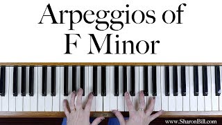 F Minor Arpeggios for Piano hands separately and hands together [upl. by Ruperta]