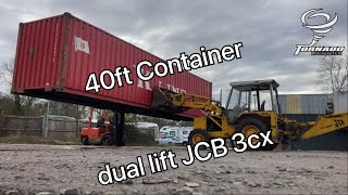 40ft shipping container lift with JCB 3cx and Hyster Forklift [upl. by Leaper]