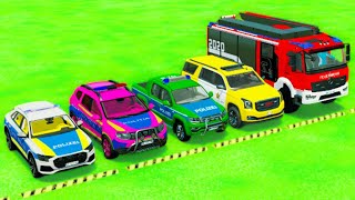 DACIA VOLSKWAGEN AUDI POPLICE CARS and MERCEDES FORD AMBULANCE EMERGENCY TRANSPORT FS22 SAGAME31 [upl. by Lahsiv446]