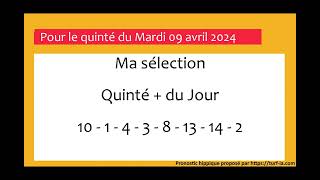 pronostic quinte du jour turfoo PRONOSTIC PMU QUINTÉ  DU JOUR MARDI 09 AVRIL 2024 [upl. by Anert]