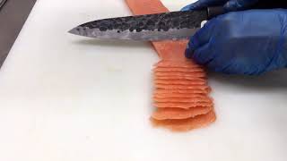 HOW TO CUT SALMON FOR NIGIRI [upl. by Sirc485]