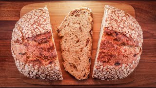 How to make Whole Wheat Bread with Hazelnuts amp Currants  Old Dough Recipe [upl. by Anglim]