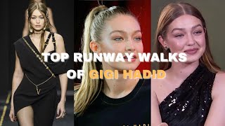 TOP RUNWAY WALKS OF GIGI HADID 🥰gigihadid runwaytrends runwaywalk [upl. by Ytineres]