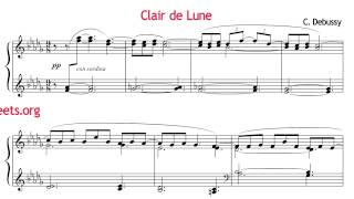 Claude Debussy  Clair de lune piano solo free music sheet [upl. by Atnamas]