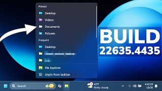 New Windows 11 Build 226354435  New Taskbar and Start Menu Improvement Settings and Fixes Beta [upl. by Derreg]