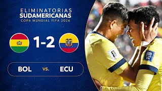 BOLIVIA vs ECUADOR 12  RESUMEN  ELIMINATORIAS SUDAMERICANAS  FECHA 3 [upl. by Nisbet]