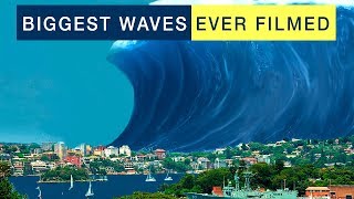 BIGGEST WAVES EVER FILMED TSUNAMI STORM SURF TYPHOON [upl. by Ayotac]