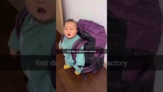 Babys First Day At The Shein Factory  Baby Wearing Big Backpack And Crying Meme [upl. by Sadnac]