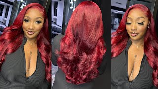 Black to Red Hair Color ❤️  How to Layer amp Curl Your Wig ✂️  Body Wave Wig ft  West Kiss Hair [upl. by Hanfurd84]