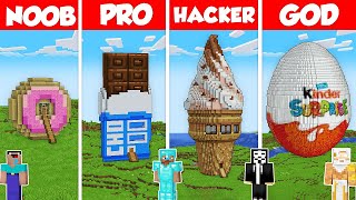 CANDY SWEET HOUSE BASE BUILD CHALLENGE  Minecraft Battle NOOB vs PRO vs HACKER vs GOD  Animation [upl. by Netneuq263]