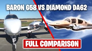 Beechcraft Baron G58 vs Diamond DA62  Full Comparison [upl. by Yenterb2]