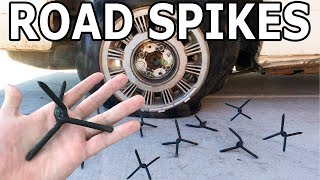 Hitting Road Spikes at 50 MPH  Fun with a 60000 PSI Waterjet [upl. by Nnylekoorb]