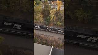 Lugging 110 cars up the hill train railroad norfolksouthern railfans [upl. by Flam]