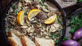 OYSTER MUSHROOMS IN WHITE WINE  drool [upl. by Einal474]