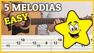 5 CANCIONES FÁCILES para EMPEZAR A TOCAR GUITARRA Con Tablaturas [upl. by Nivonod269]