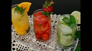 Virgin Mojito Mocktail Recipes  Virgin Mojito  Strawberry Mojito  Orange Mojito [upl. by Leonora187]