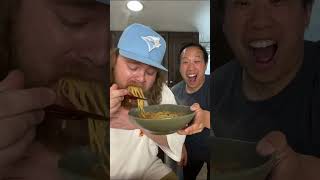 Mukbang Maxwell tries spicy tonkotsu frozen ramen kit ramen dormfood [upl. by Glasgo893]