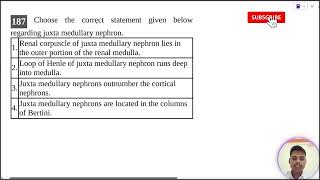 Choose the correct statement given below regarding juxta medullary nephron 1 Renal corpuscle of [upl. by Samuele251]