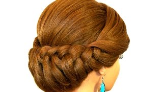 Braided Updo Hairstyle for Medium Long Hair Tutorial [upl. by Ellenwad]