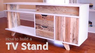 DIY Plywood and Reclaimed Pallet Wood TV Stand  Media Console  How to Make It [upl. by Eronaele225]