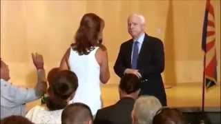 SyrianAramean Woman Defaces US Senator McCain At Town Hall 09052013 [upl. by Wylen]