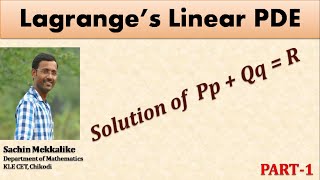 Lagranges Linear PDE  Part 1 [upl. by Rednijar173]