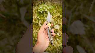 Handmade full damascus Leaf 🍃 pocketfolding knife🔪😍❤️shorts viralvideo shortvideo folding💕 [upl. by Ramburt]