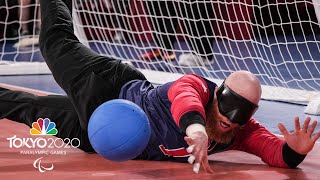 Calahan Young leads miraculous goalball comeback to put USA in semis  NBC Sports [upl. by Creight]