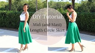 How to Make A Long Circle Skirt Tutorial Midi or Maxi Length [upl. by Aronal352]