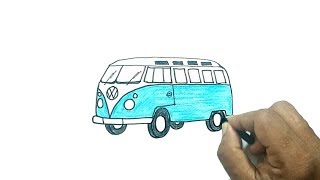 How to Draw a VW Minibus [upl. by Amery]