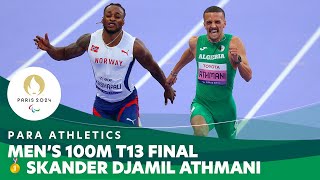 🇩🇿 Algerias Skander Athmani Wins the Mens 100m T13 Final  Para Athletics  Paris 2024 Paralympics [upl. by Kalil]