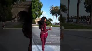 Beautiful model in a tight sparkly jumpsuit outfit for the day fashion style outfit shorts [upl. by Tebazile]