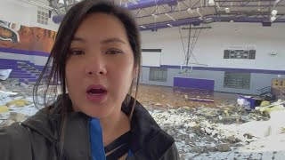 Jacksboro Texas storm damage video Tornado tears through high school gym [upl. by Moya]