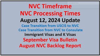 NVC Processing Times As of August 12 2024  September Visa Bulletin  August NVC Backlog Report [upl. by Ecnarretal]