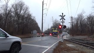 LIRR 409 Double Decker Train  SyossetWoodbury Rd Railroad Crossing Syosset NY [upl. by Collette]