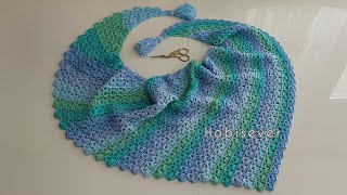 Easy Crochet Triangle Baktus Shawl Patterns for beginners  Crochet Cowl Scarf Wrap Pattern [upl. by Ayinat]