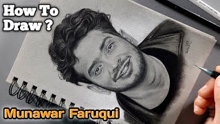 Drawing Munawar Faruqui On Grey SketchBook  Ruksar creations [upl. by Nylirret636]