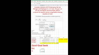 Redlich–Kwong equation of state by Goal Seek EXCEL goalseek excel thermodynamics chemical [upl. by Cul]