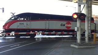 Caltrain 926 Bullet Southbound 16th Street Railroad Crossing Under Freeway New Rail Cars [upl. by Cummings]