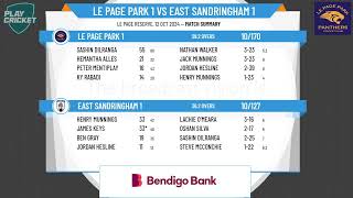 Le Page Park 1 v East Sandringham 1 [upl. by Hinkel]