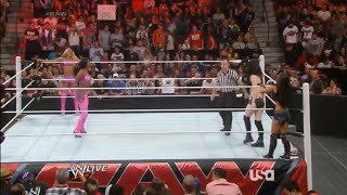 AJ Lee amp Paige Vs Naomi amp Cameron  WWE Raw 07072014 En Español [upl. by Ahseinar246]