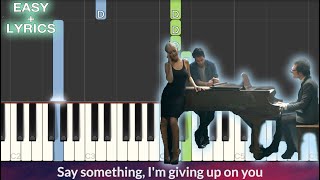 A Great Big World Christina Aguilera  Say Something EASY Piano Tutorial  Lyrics [upl. by Ajuna]