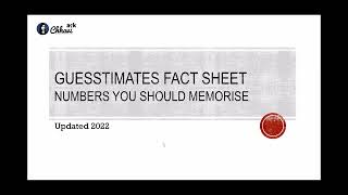 Guesstimate factsheet  What numbers to remember for solving guesstimates [upl. by Marba]