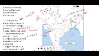 Map Work Important National movements of india  Class 10  History  Social Science Tushar Sir [upl. by Oijile]