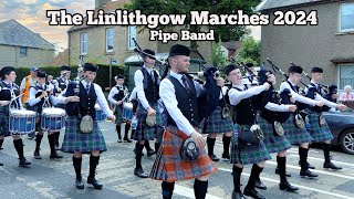 Pipe Band  quotThe Green Hillsquot Linlithgow Marches 2024 [upl. by Rus]