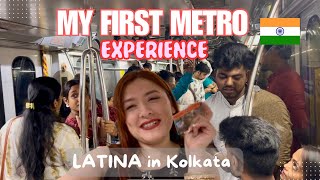 My first time in Kolkata Metro ride  Foreigner in india [upl. by Ardnikal259]