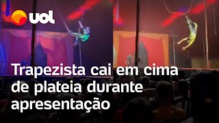 Trapezista cai em cima de plateia durante apresentação em circo no Tocantins veja vídeo [upl. by Nagey]